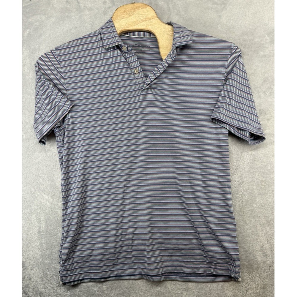 Peter Millar Seaside Polo Shirt Golf Striped Multicolor Stretch Men's Size M‎